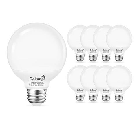 8 Pack LED Vanity Light Bulbs For Bathroom 4000K Natural Daylight E26 Base 60W Incandescent Equivalent 5W Round Bulbs For Vanity Mirror 500 Lumens Non Dimmable
