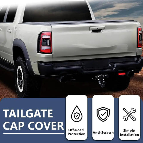 Tailgate Spoiler Cap Molding for Dodge Ram 2500 3500 2019 2024 Textured Black Replacement installed on truck rear view