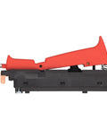 Heavy Duty Replacement Switch For Rotary Hammer Model 11265EVS Two Pack side view showing red handle and black housing.