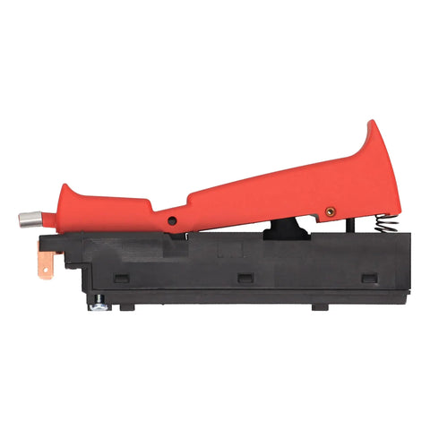 Heavy Duty Replacement Switch For Rotary Hammer Model 11265EVS Two Pack side view showing red handle and black housing.
