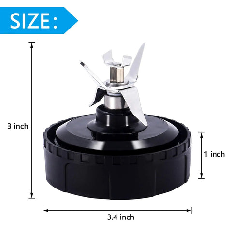 Two Pack Six Fin Extractor Blades Replacement For Ninja 16 Oz Blender Cup with size dimensions