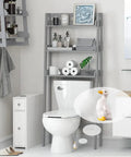 Duck Themed Toilet Bolt Covers Set Ceramic Duck Screw Caps installed on white toilet in bathroom with shelves and decor.