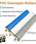 Universal Plastic Industrial Conveyor Belt Rollers Set For Feed Table Replacement custom lengths with PVC rollers 63mm diameter.
