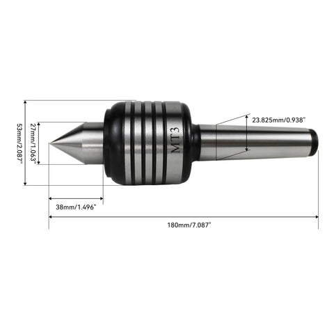 MT3 CNC Live Center For Medium Speed Metal And Wood Lathes 60 Degree Point 0.0006 Inch Accuracy 3000 RPM Max 500 Lbf Load Triple Ball Bearing For Smooth Heavy Duty Turning And Pro Grade Performance