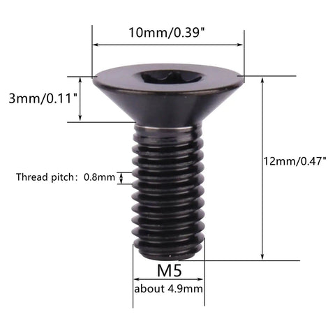 4 Pack Titanium Bolts M5x12mm Countersunk Torx Head Screws Black Coated Grade 5 6AL4V Lightweight Built Tough Fasteners For RC Cars Drones Bikes And DIY Projects