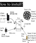 Installation guide for Universal 14 Inch Slim Electric Radiator Cooling Fan Kit 12V 90W wiring setup with detailed instructions.