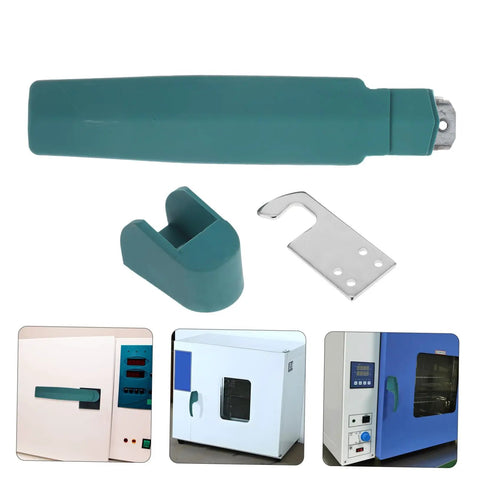 Stobaza Commercial Oven Handle For Drying Cabinet Industrial Grade Stainless Steel Grip with green pull knob and steel components.
