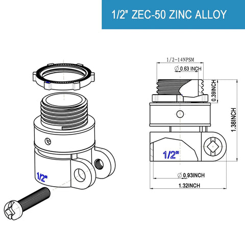 Half Inch Flexible Steel Electrical Conduit Kit, 25 Feet Of Flexible Metal Conduit With 4 Couplings, 2 Elbows, 7 Straps technical drawing