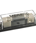 0 2 4 Gauge AWG Inline ANL Fuse Holder With 500 Amp Fuse Easy Install No Terminals Needed Transparent Cover Shows Status Beefy Zinc Alloy Blade Fuse For Strong Conductivity Heat Resistant Auto Audio Power System, clear cover view