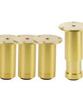 Top Shelf Gold Adjustable Metal Sofa Legs For Couches And Tables Flat Out Durable Heavy Duty Furniture Feet With Quick Screw Setup - four pack with varying heights.