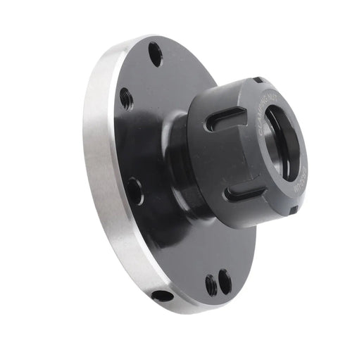 Get This ER32 Collet Fixture With 100MM Dia Flange Frosted Chuck To Boost CNC Lathe Or Milling Machine Performance For Precision Machining Using Carbon Steel Build, close-up of clamping nut.