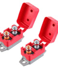Built Tough 50A Automatic Reset Circuit Breaker Set For Cars Trucks And Battery Chargers With Secure Cover and Mounting Studs exposed