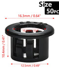 50 Pack Black Snap In Cable Bushing Protectors SB 13 For Three Eighths Inch Cables Nylon Grommet With 1/2 Inch Mounting Diameter