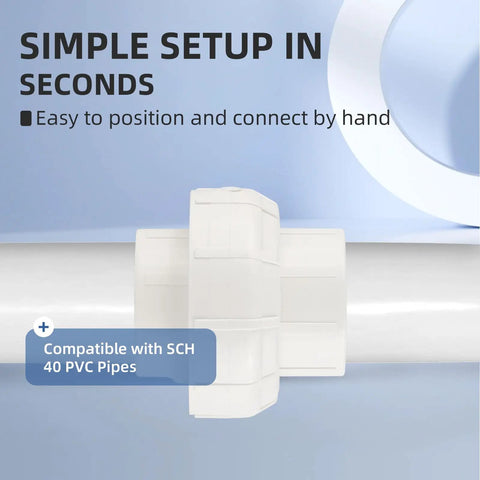 Heavy Duty 50 Pack Of 2 Inch PVC Slip Union Couplings Schedule 40 Solvent Weld Fittings connecting SCH 40 PVC pipes.