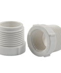 Top Shelf 10 Piece 3/4 Inch Male To 1/2 Inch Female Thread Reducer Bushing PVC Pipe Adapter Connector viewed from side showing threaded design.