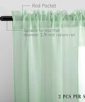 Christmas Green Semi Sheer Curtains With Linen Look Light Filtering Rod Pocket Panels for Bedroom And Living Room, set of 2.