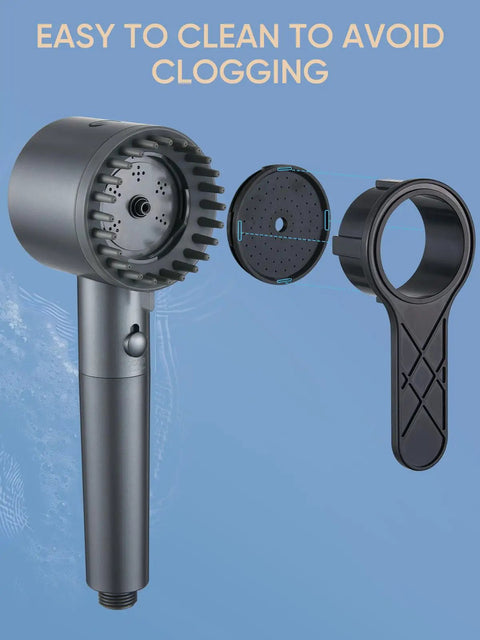 Filtered Shower Head With Handheld, Four In One Spray Modes, Built In Filter For Hard Water, Chlorine Removal And Power Wash, matte gray