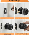 Installation steps for Black Privacy Door Knobs 10 Pack Keyless Interior Knobs For Bedroom And Bathroom With Emergency Release