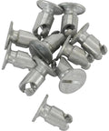 Top Shelf Durable Zinc Plated Steel Quarter Turn Fasteners.650 Inch Grip Flush Mount Panel Latches pack of ten, showing metal fasteners.