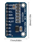 Four Pack Pre-Soldered I2C 16-Bit ADC Module With Four Channels And Programmable Gain Amplifier, top view showing pins