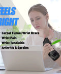 Person wearing Carpal Tunnel Wrist Brace For Pain Relief And Faster Sleep Adjustable For Men And Women Night Splint on right hand