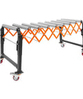 Heavy Duty Telescopic Roller Conveyor Table With Smooth Rolling Caster Wheels And Solid Parking Brakes for warehouse use