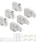 Six Pack Magnetic Push Latches For Cabinets And Drawers, Push To Open Hidden Door Release, Rugged Metal Grey Cabinet Hardware