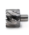 Oscarbide annular cutter side view, 2-inch diameter, 1-inch DOC, 3/4-inch Weldon shank for magnetic drill press