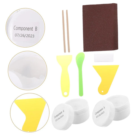 Porcelain Tub Tile Sink Repair Kit DIY Friendly Easy to Use Fiberglass Refinishing for Quick Repairs components displayed