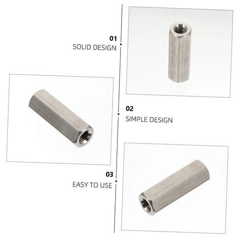 Four Pack Stainless Steel Hexagon Coupling Nuts M6x30mm Heavy Duty Threaded Bar Connectors For Hardware Fastening And Repair Projects Durable Corrosion Resistant Workhorse Set, shown from multiple angles