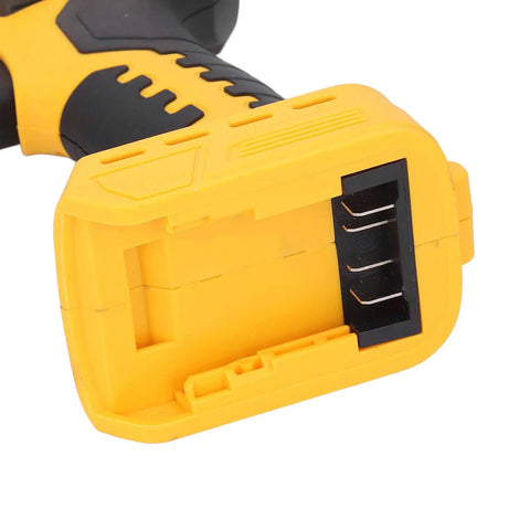 Heavy Duty Brushless Cordless Metal Shear Cutter With 360 Degree Head And 20V Li Ion Battery battery compartment showing design.