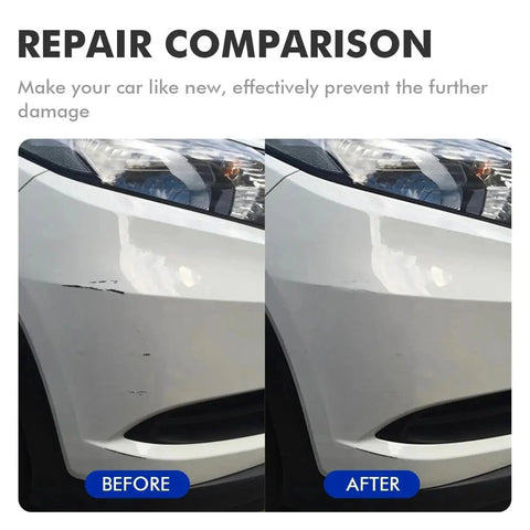 Before and after repair comparison using Basque Red Touch Up Paint For Honda Cars DIY Scratch Repair Kit on vehicle bumper.