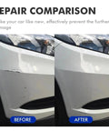 Repair comparison showing before and after using Inferno Red Touch Up Paint Kit For Kia Cars Soul Rondo Carens DIY Scratch Repair Made Easy With Quick Dry Automotive Paints For Chips And Scratches Precise Color Match Long Lasting Finish.
