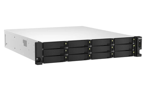 Top Shelf Eighteen Bay Rack Mount Nas Server With Intel Xeon E2336 Six Core Processor And Thirty Two Gb Ecc Ram from the front side, showcasing disk bays.