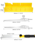 Miter Box And Saw Kit With 12 Inch Japanese Saw Fine And Coarse Cutters Handle And Screw for precise woodworking with 45/135 degree bevels