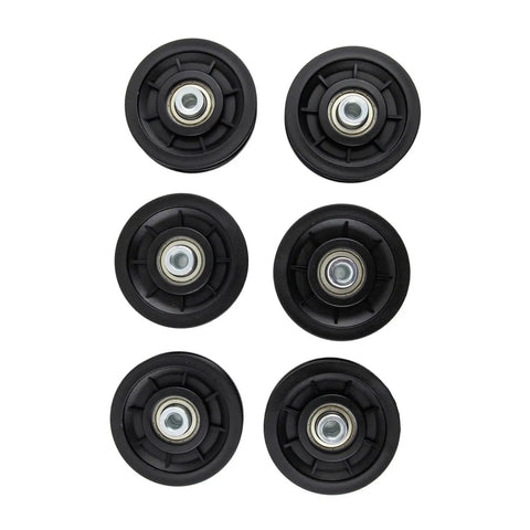 Six Pack Nylon Pulley Wheels With Bearings For Home Gym Cable Machines Quiet Replacement Rollers For Fitness Gear And Garage Doors Smooth Low Noise Cable Movement Durable Set Of 6, black nylon wheels