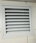 Universal Aluminum Access Panel With Smooth Shutter Vent For Drywall Or Ceiling Mount Featuring Nifty Pull Switch Operation. Vent cover with aluminum slats.