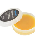 Open container of Rosin Paste Soldering Flux for Electronics Circuit Boards and Copper Wires showing yellow flux paste inside.