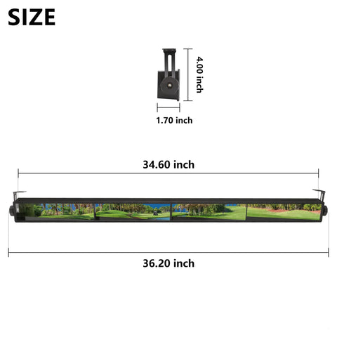 4 Panel Dope Wide Angle Rear View Mirror For Golf Carts Universal Fit For Yamaha Club Car EZGO shown with dimensions