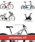 Diagram showing Width Adjustable Bike Seat for Comfort and Prostate Friendly Rides with universal fit on different bike types.