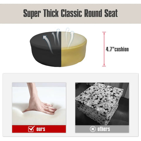 Super thick round seat cushion comparison for Big Cushion Drafting Chair With Backrest Rolling Stool For Studio Workshop Classroom Lab Or Home Office, Tall Ergonomic Chair With Footrest And Smooth Rolling Wheels, Built For All Day Comfort Black
