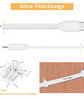 Two Pack 20Ft Power Extension Cable For Indoor And Outdoor Security Cameras Including Wyze Cam V4 V3 Pan OG Nest Cam Blink And Cloud Camera USB To Micro USB Charging And Data Sync Cord Plug And Play, shown with ultra-thin design and cable clips