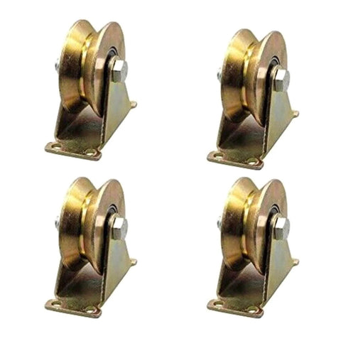 Beefed Up V Wheel Sliding Gate Track Roller With Bracket For Heavy Duty Barn Doors And Gates, Industrial Steel Casters Set