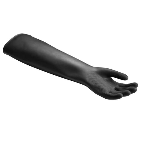 Badass Twenty Four Inch Full Length Arm Rubber Gloves Medium Weight Natural Rubber Safety Gear For Industrial Lab Jobs with solid grip.