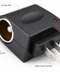 Pretty Slick AC To DC Car Adapter Turns Home Outlet Into 12V Cigarette Lighter Jack With Glowing LED Beacon Compact portable power supply with plug.
