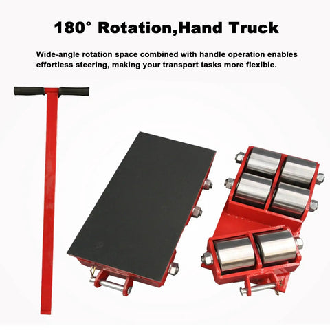 No Sweat Heavy Duty Machinery Mover With 5000 Pound Capacity And Rugged Steel Frame Plus Smooth Swivel Casters For Hassle Free Factory Equipment Hauling On Any Site, includes hand truck with wide platform and rotating casters.
