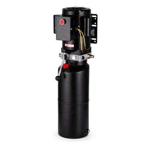 Heavy Duty 220V Hydraulic Pump With 10L Steel Oil Tank And 2950 PSI Max Pressure For Auto Repair Shops shown in black with control lever.