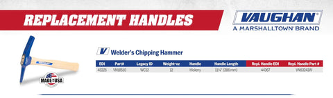 Chipping Welding Hammer 12 Ounce Made in USA With Drop Forged High Carbon Steel And Chisel Style Faces For Fast Material Removal