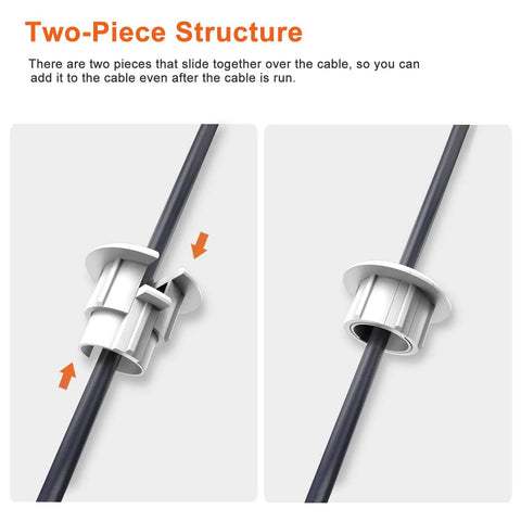 Wall Cable Grommet For Starlink Dishy Router Cable Kit 1 Inch Feed Through showing two-piece assembly on cable