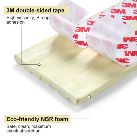 3M double-sided tape and eco-friendly NBR foam for Ultimate Baby Proofing Edge Guards With Quick Stick Tape Extra Wide Soft Foam Corners.